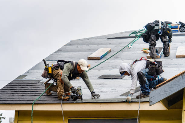 Professional Gutter Installation technician working in Plymouth, NY